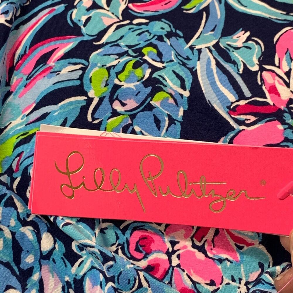 Lilly Pulitzer Kaisley Dress XS High Tide Navy Pineapple Paradise Dual Neck NEW - Picture 10 of 15
